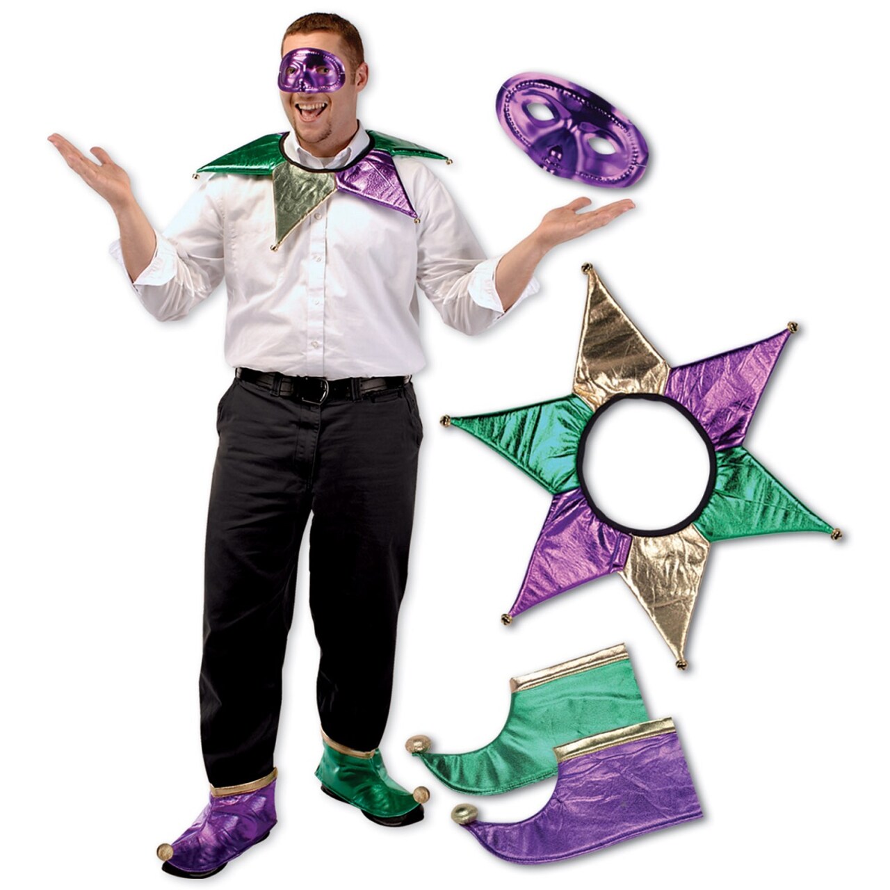 Party Central 4-Piece Jester Mardi Gras Costume Accessory Sets - One Size